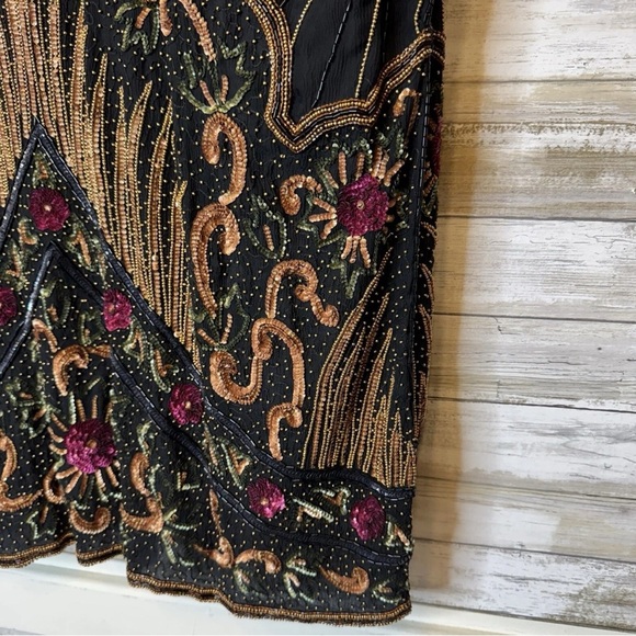 Judith Ann Creations Vintage Beaded Duster Jacket Coat 1980s Silk Designer Art - Picture 12 of 13